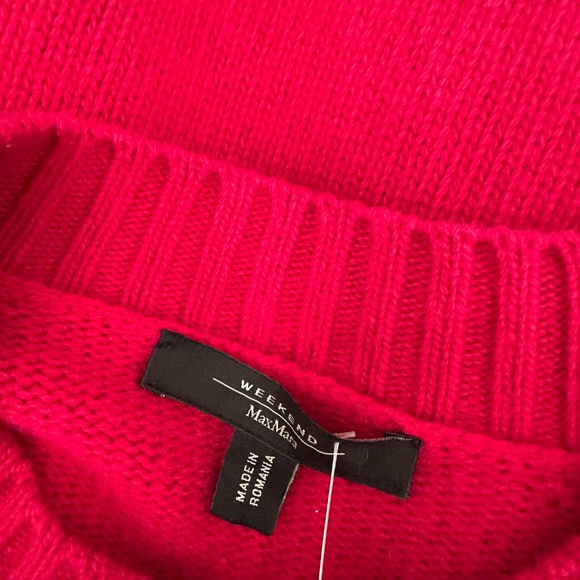 $395 Weekend MaxMara Fuchsia Pink Carpazi Cable Knit Sweater Size Medium - Picture 7 of 7